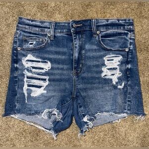 AE High Waisted Blue Distressed Jean Shorts